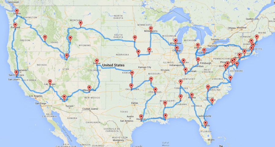 travel across the us without a car