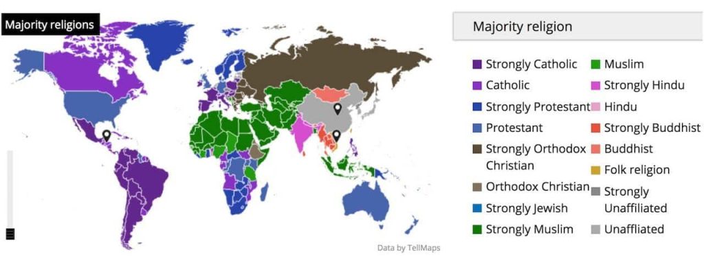 buddhism religion map