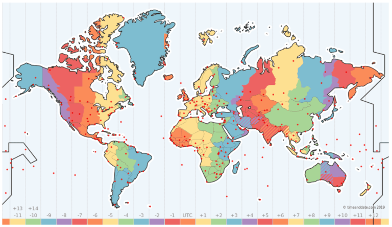 map of world time zones