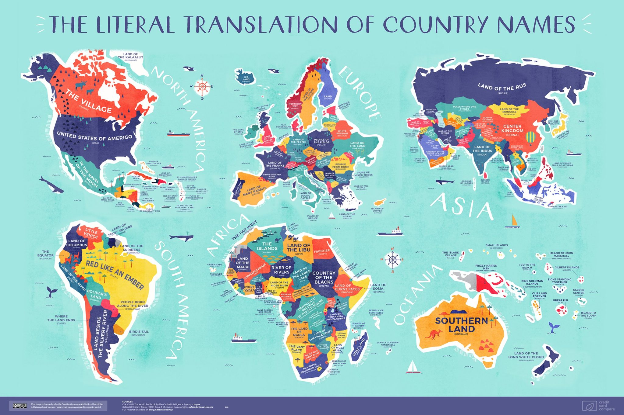 The Literal Meaning Of Every Country's Name On One Cool Map - Flytrippers