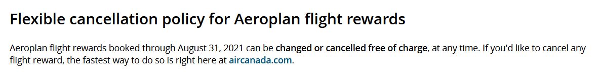 Aeroplan Free Cancelation Policy - Flytrippers