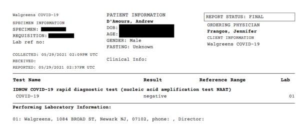 walgreens negative covid test results email