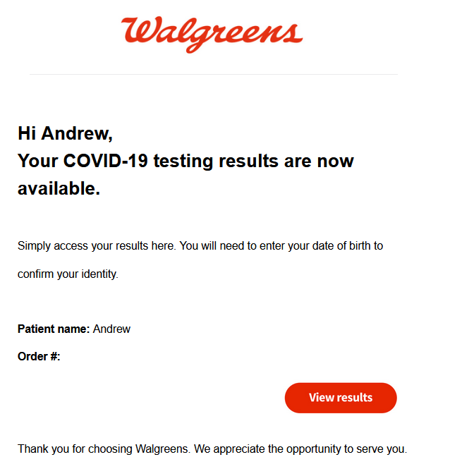 negative covid test results walgreens