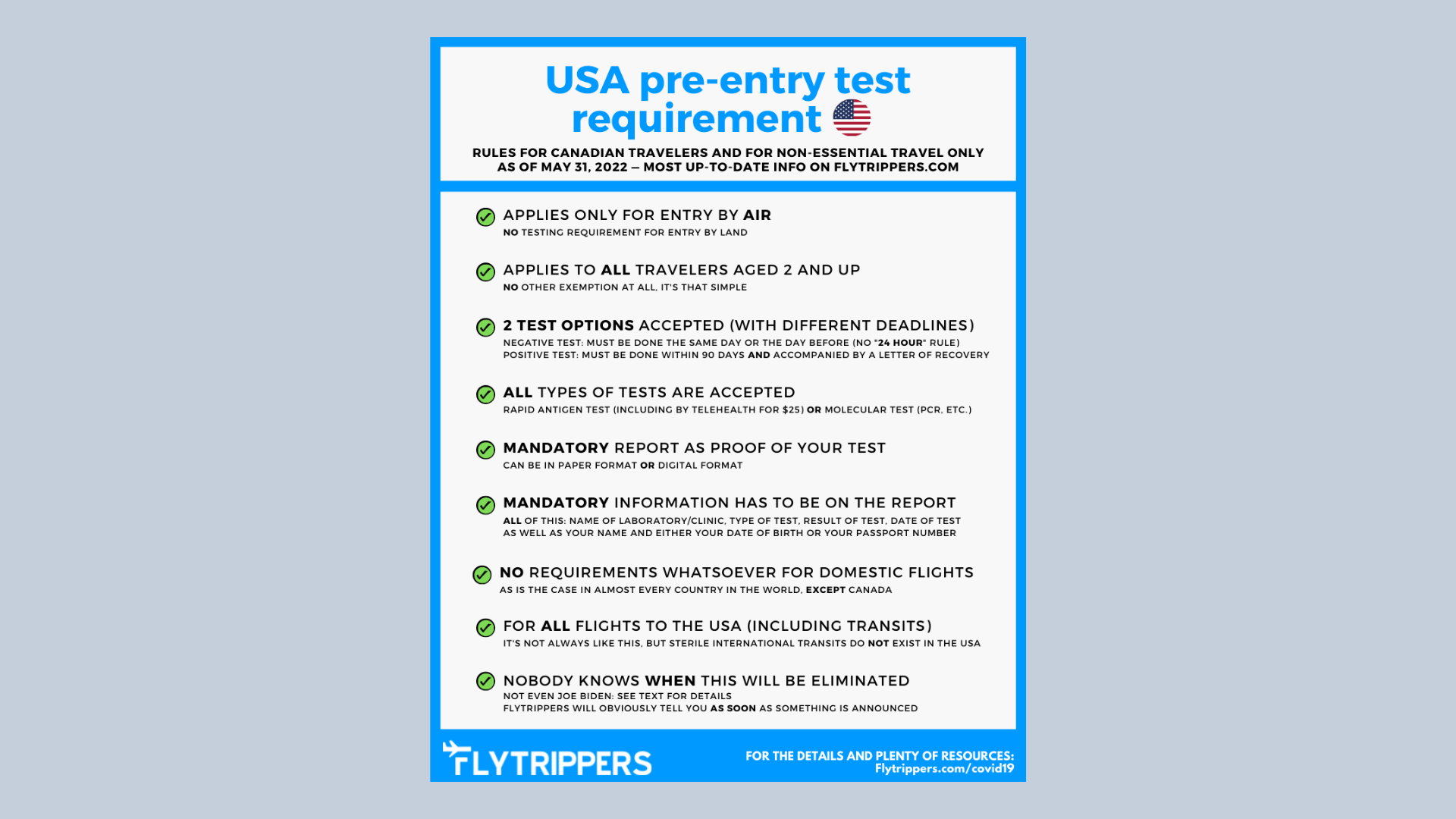 You are currently viewing Infographic: USA pre-entry test requirement