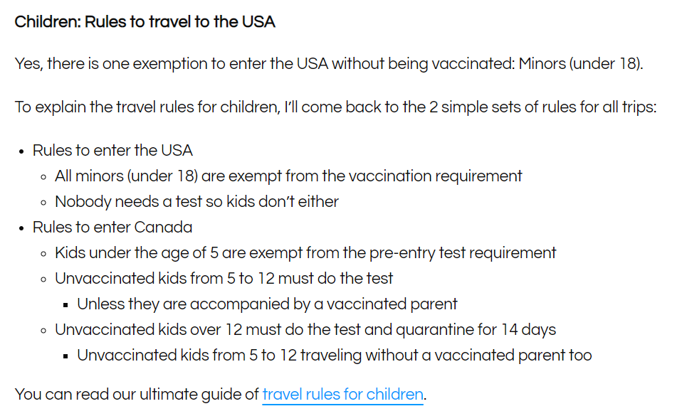 travel to the us from canada unvaccinated