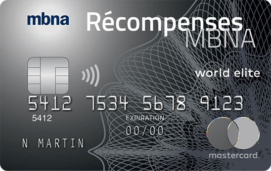 Carte Mastercard World Elite récompenses MBNA