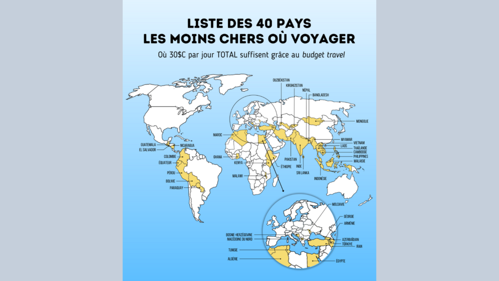 pays moins cher ou voyager