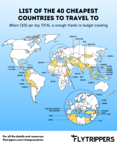 Read more about the article Teaser: Cheapest countries to travel to (40 countries where C$30/day is enough)