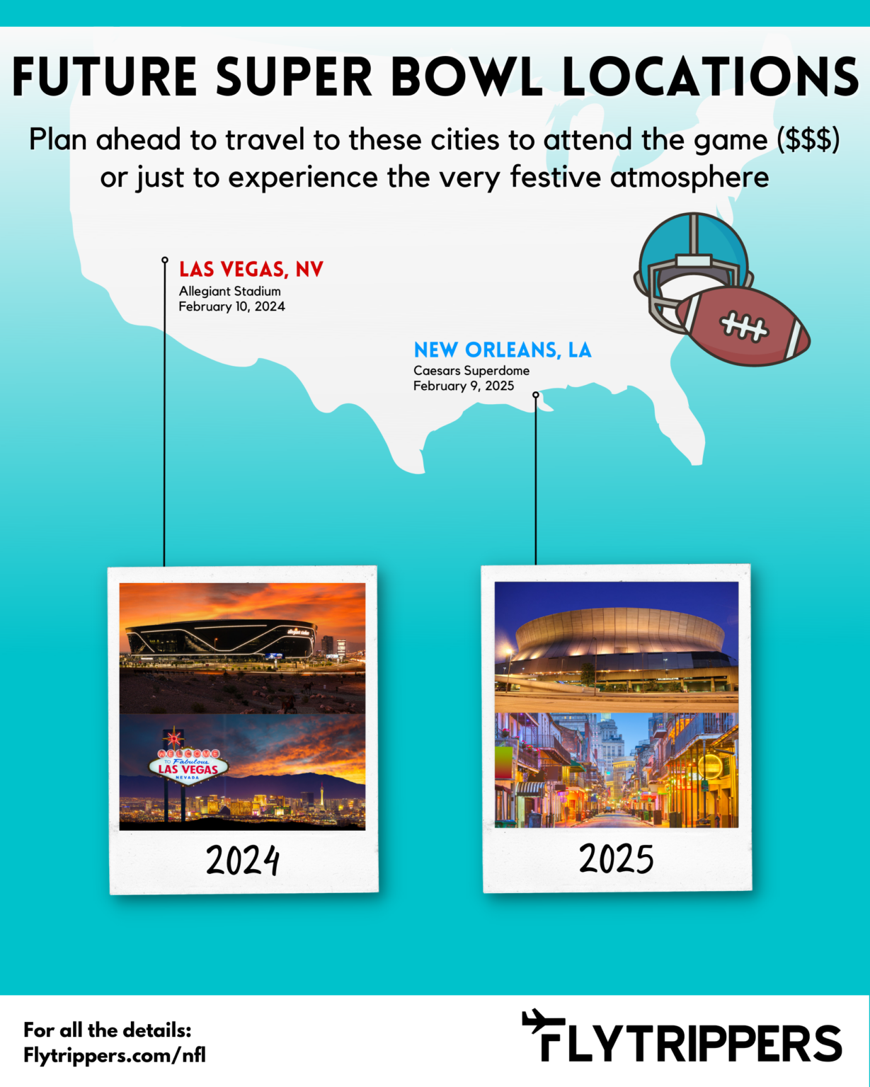 Future Super Bowl locations Flytrippers