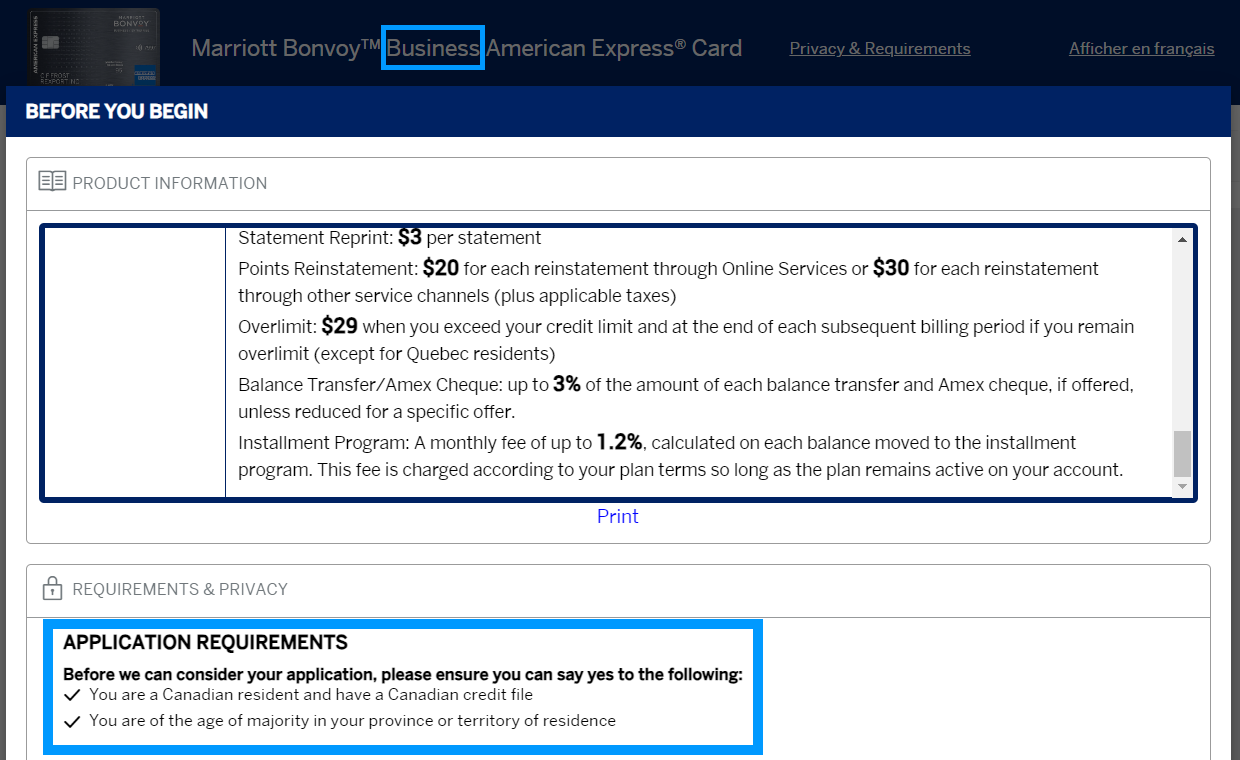 Clarification about American Express "business" cards in Canada