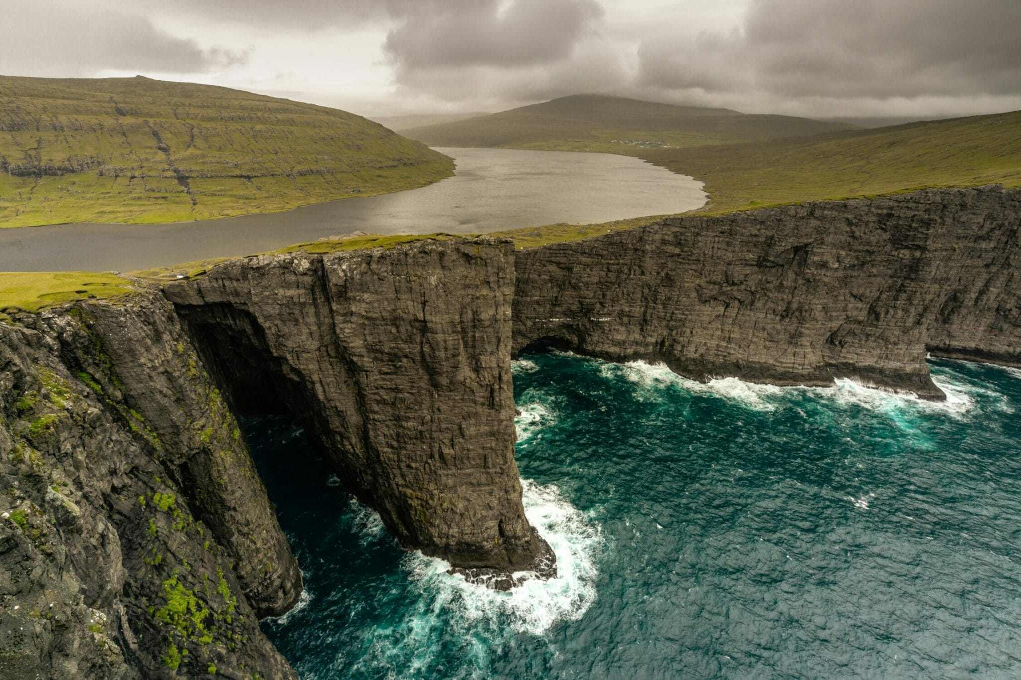 Sørvágsvatn in Faroe Island, the lake that hangs over the ocean