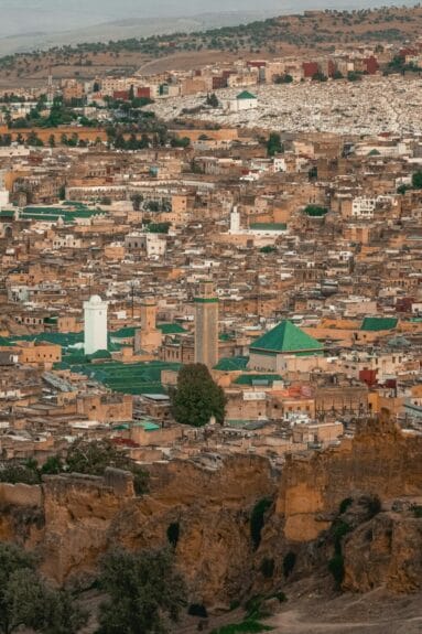 View of the city of Fes in Morocco from an elevated area.