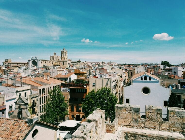 Top of the buildings in Tarragona on a sunny day.