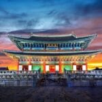 Gyeongbokgung Palace at twilight in Seoul, South Korea