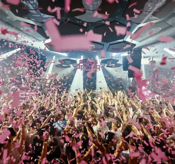 People partying in Pacha night club in Ibiza, Spain.