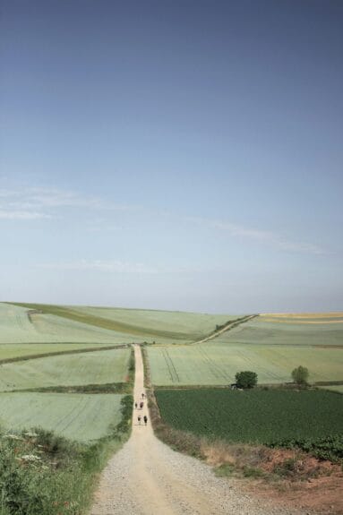 Few people walking on the Camino de Santiago in Spain.