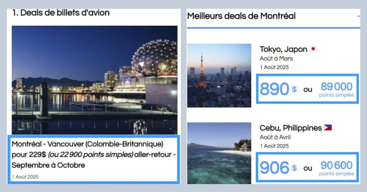 You are currently viewing Nouvelle fonctionnalité: Vois facilement le prix en points simples pour n’importe quel vol (incluant tous nos deals existants)