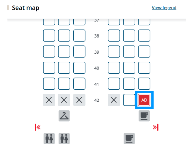 Seat choice for a flight on the Air Canada website
