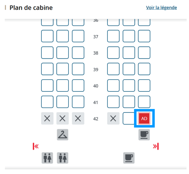 Choix de siège pour un vol sur le site d’Air Canada